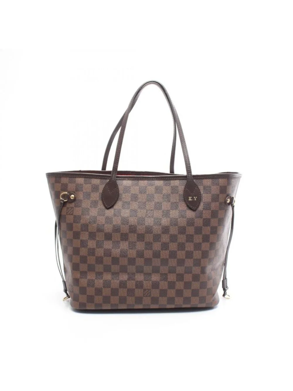 Louis Vuitton Tote Bag Neverfull MM Damier Ebene Cerise Canvas Leather